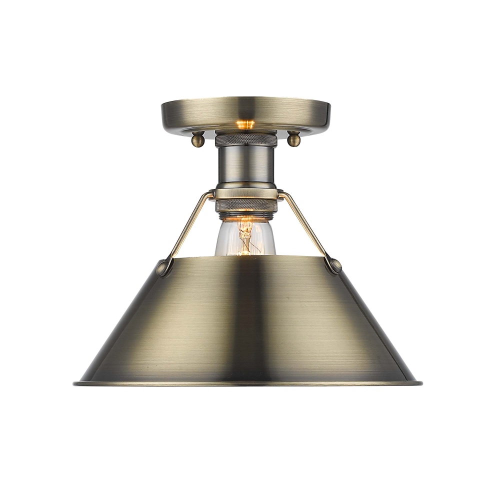 Yep by Golden Lighting Orwell 1-light Flush Mount in Aged Brass